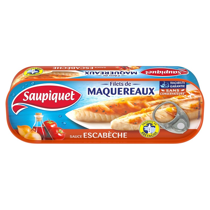 SAUPIQUET - FILETS DE MAQUEREAUX SAUCE ESCABECHE Boite de 169g