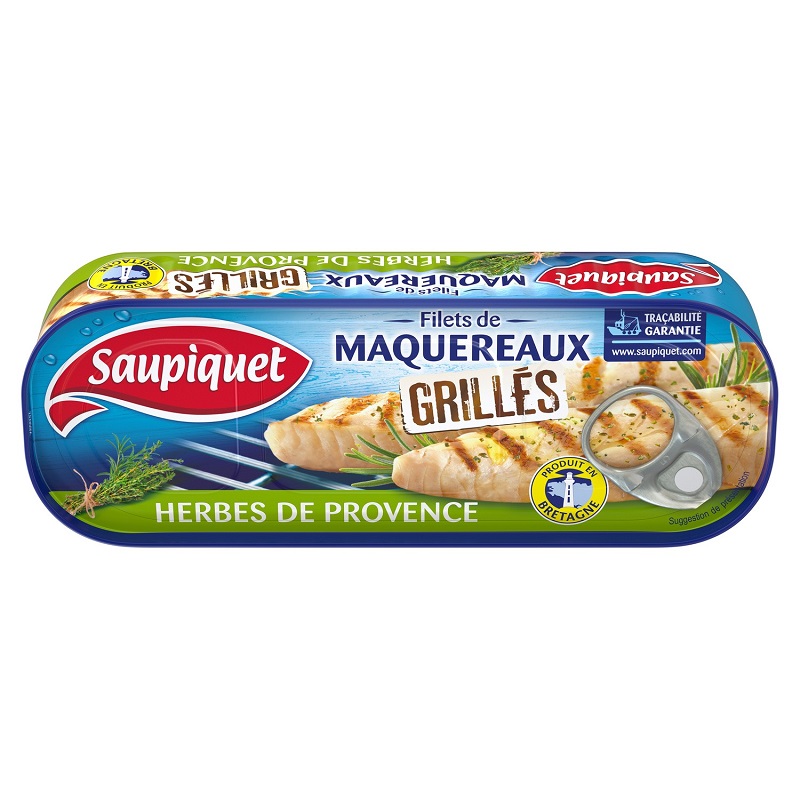 SAUPIQUET - FILETS DE MAQUEREAUX GRILLES AUX HERBES DE PROVENCE Boite de 120g