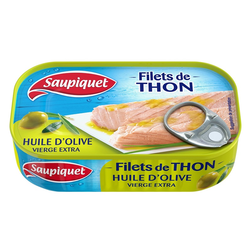 SAUPIQUET - FILET DE THON HUILE D\'OLIVE Boite de 81g net égoutté.