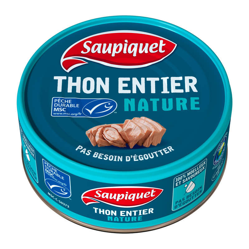 SAUPIQUET - THON ENTIER NATURE MSC Boite de 140g