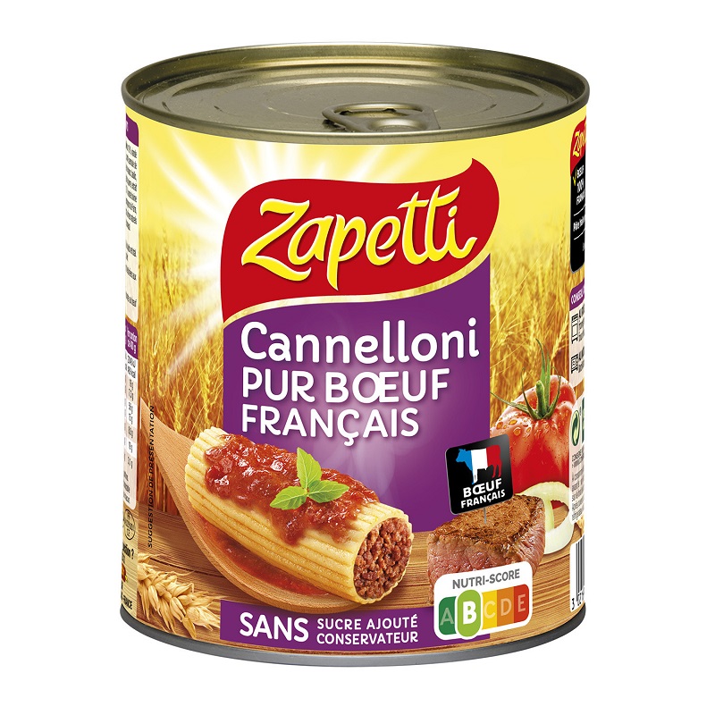 ZAPETTI - CANNELLONI PUR BŒUF FRANCAIS Boite de 800g