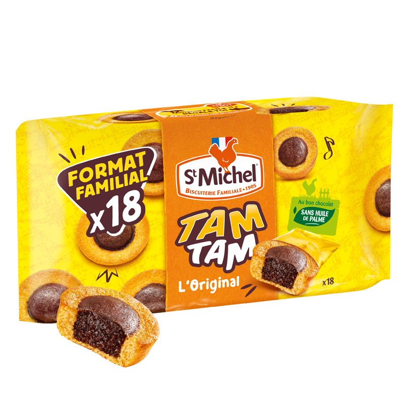 ST MICHEL - GÂTEAUX MOELLEUX GOÛT VANILLE CŒUR CHOCOLAT TAM TAM 275g