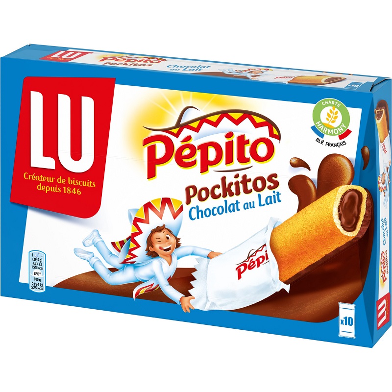 LU - BISCUITS NAPPES ET FOURRES CHOCOLAT AU LAIT PEPITO POCKITOS 295g