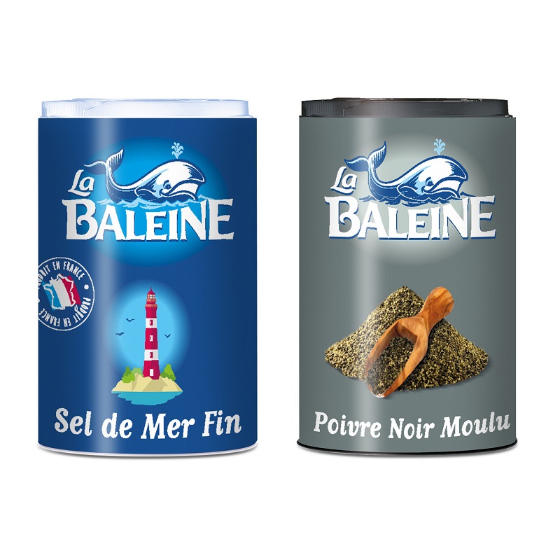 LA BALEINE - DUO SEL ET POIVRE MOULU 2 boites : 68g