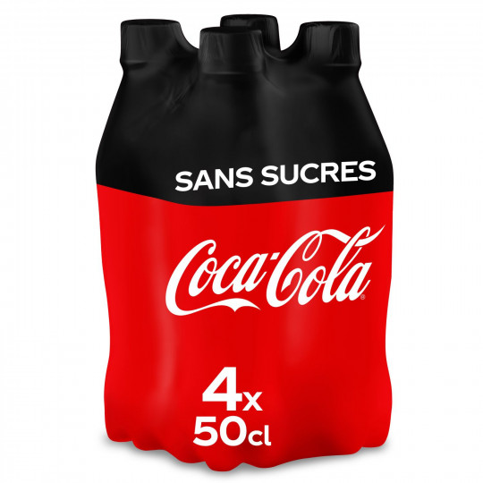 COCA-COLA - SANS SUCRE Pack de 4 bouteilles de 50cl