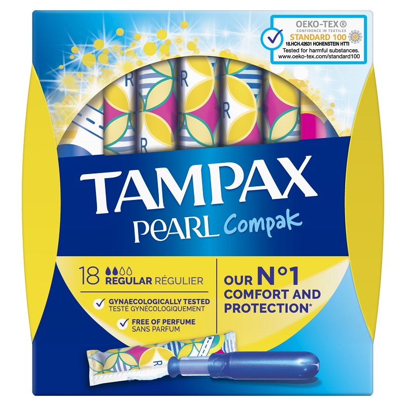 TAMPAX - TAMPONS COMPAK PEARL REGULIER AVEC APPLICATEUR Boite de 18