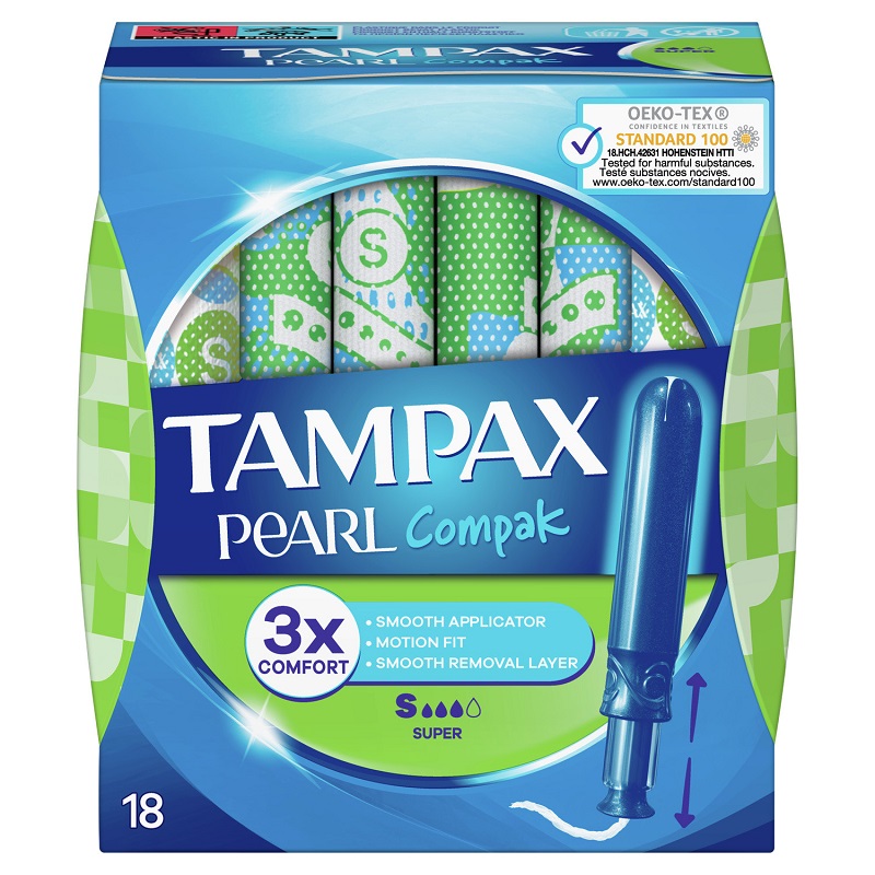 TAMPAX - TAMPONS COMPAK PEARL SUPER AVEC APPLICATEUR Boite de 18