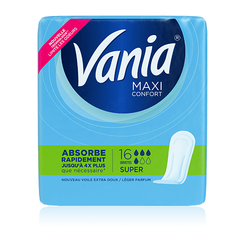 VANIA - SERVIETTES HYGIENIQUES MAXI CONFORT SUPER Paquet de 16
