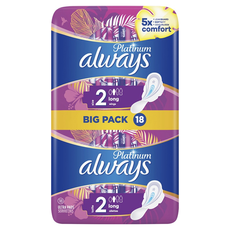 ALWAYS - SERVIETTES HYGIENIQUES PLATINIUM ULTRA LONG Paquet de 20