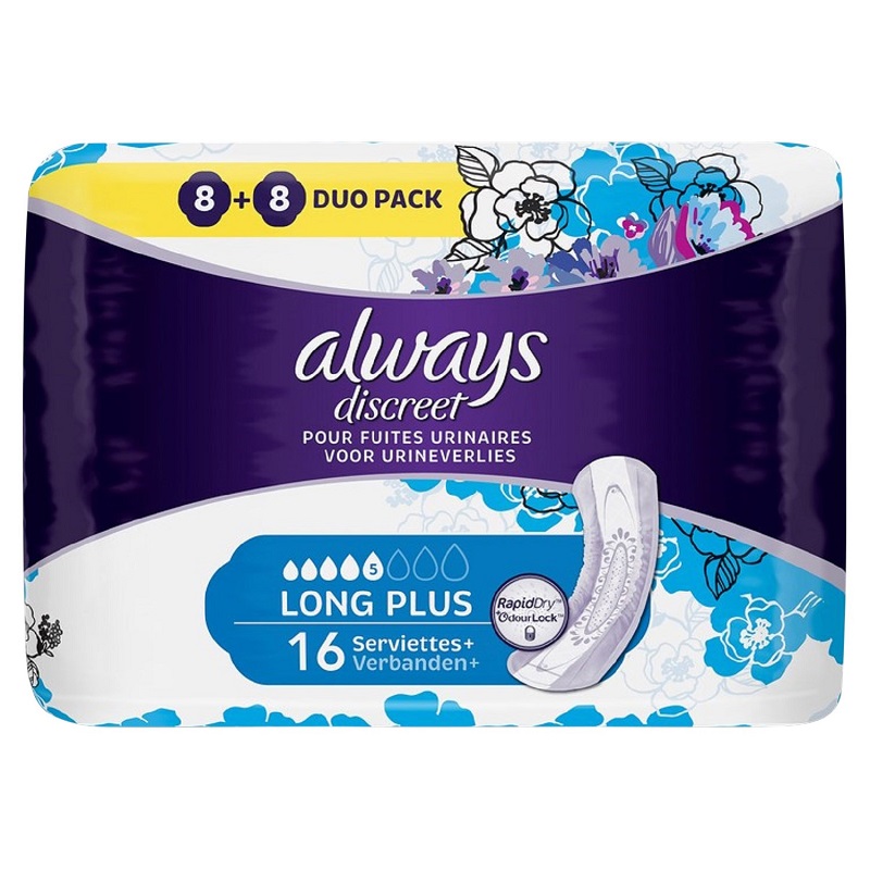 ALWAYS - SERVIETTES INCONTINENCE LONGUE PLUS Paquet de 16