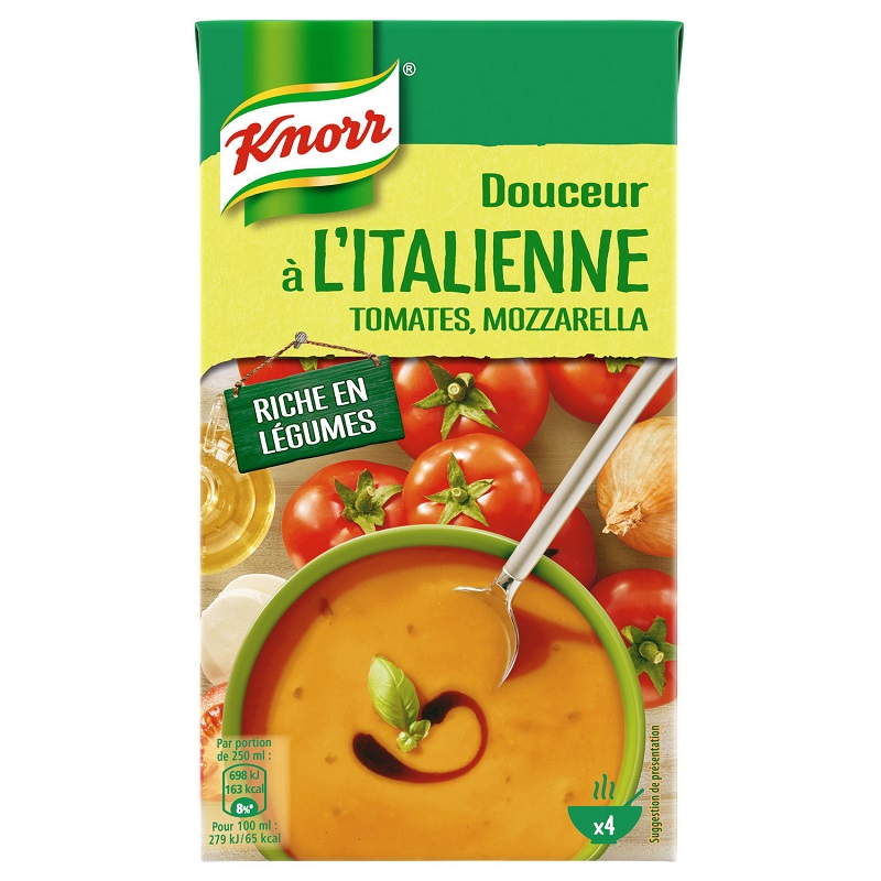 KNORR - SOUPE DOUCEUR A L\'ITALIENNE TOMATES MOZZARELLA Brique de 1L