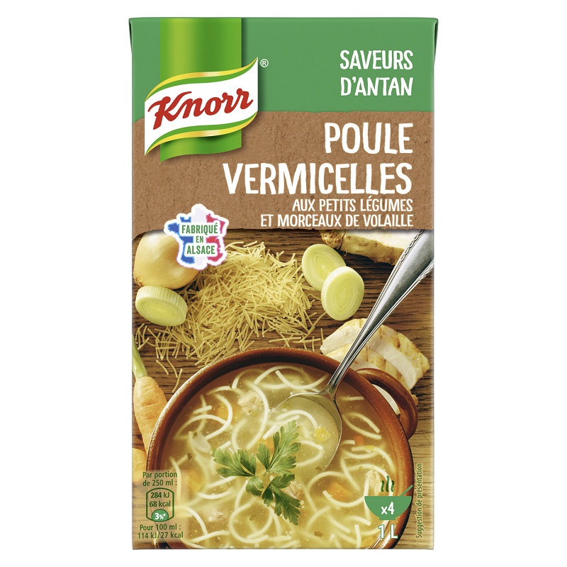KNORR - SOUPE SAVEURS D\'ANTAN POULE VERMICELLES Brique de 1L