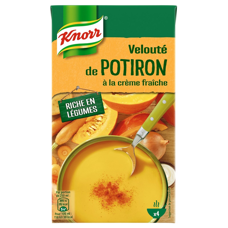 KNORR - SOUPE VELOUTE DE POTIRON CREME FRAICHE Brique de 1L