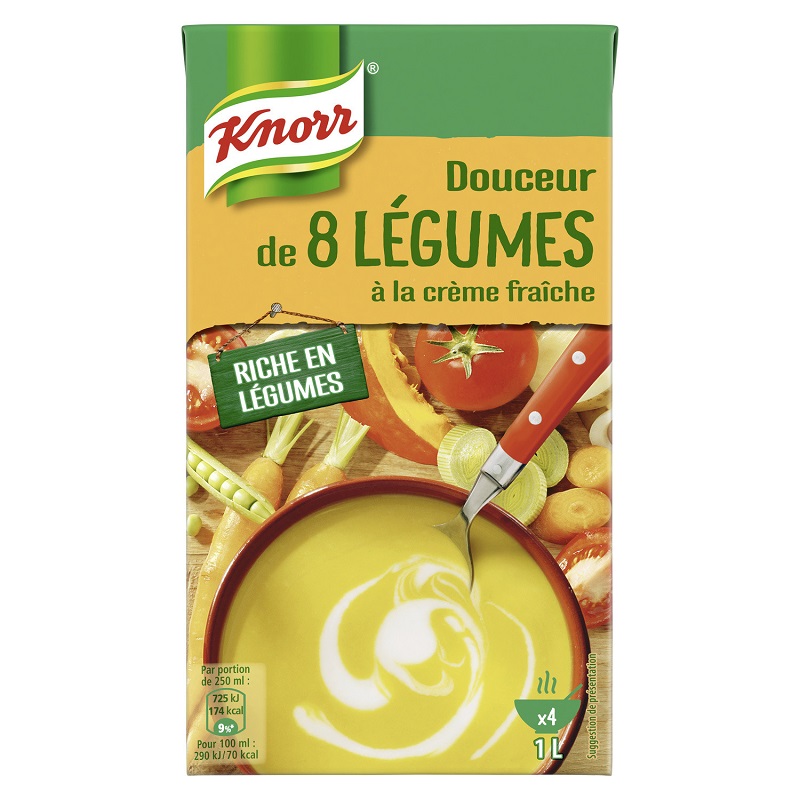 KNORR - SOUPE DOUCEUR 8 LEGUMES ET CREME FRAICHE Brique de 1L
