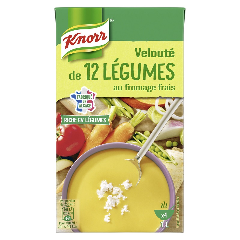 KNORR - SOUPE VELOUTE 12 LEGUMES FROMAGE FRAIS Brique de 1L