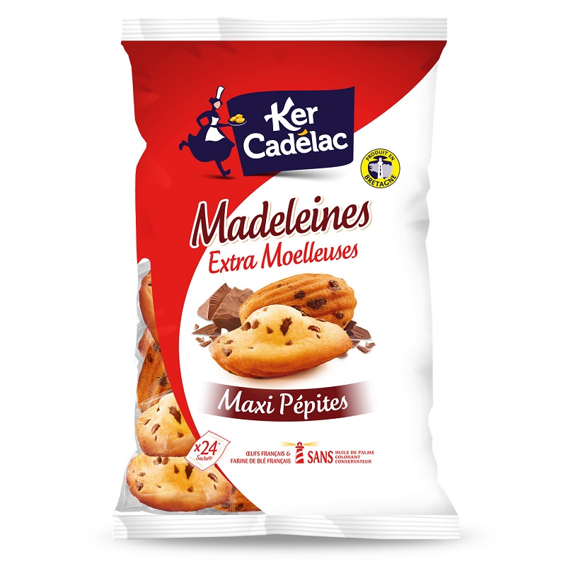 KER CADELAC - MADELEINES EXTRA MOELLEUSES PEPITES DE CHOCOLAT Paquet de 600g