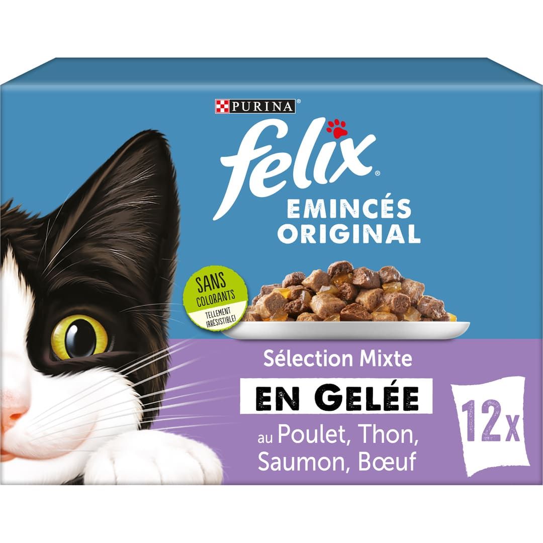 FELIX - EMINCES ORIGINAL EN GELEE SELECTION MIXTE 12 Sachets de 85g