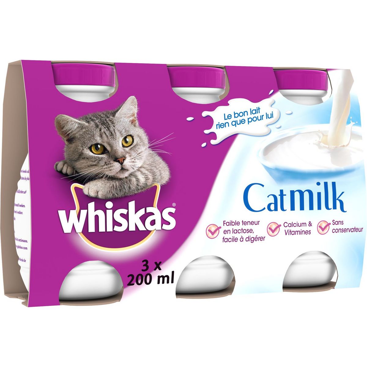 WHISKAS - LAIT POUR CHAT CAT MILK 3bouteilles de 200ml