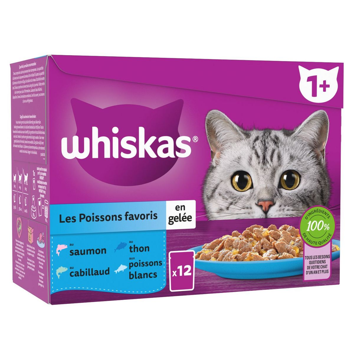 WHISKAS - PATÉES POUR CHATS AU POISSON 12 Sachets de 85g
