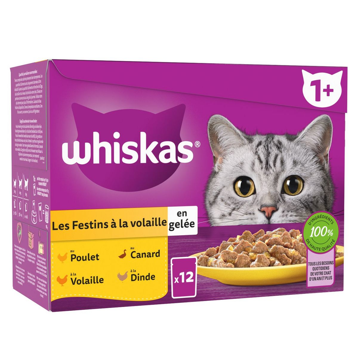 WHISKAS - PATÉES POUR CHATS A LA VOLAILLE 12 Sachets de 85g