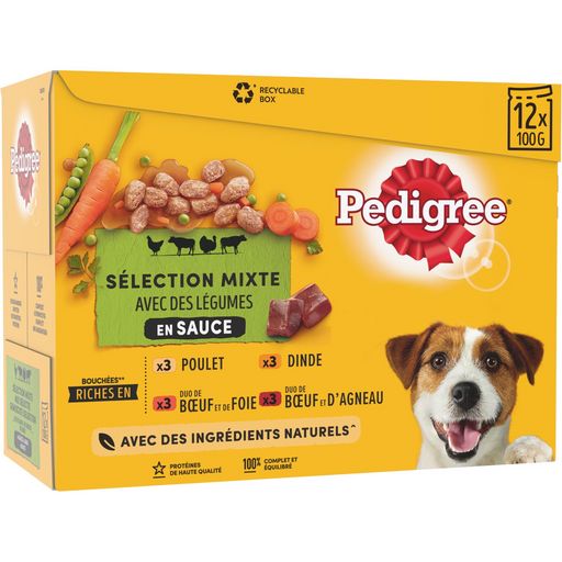 PEDIGREE - PATÉES POUR CHIENS EN SAUCE Boite de 12 sachets de 100g