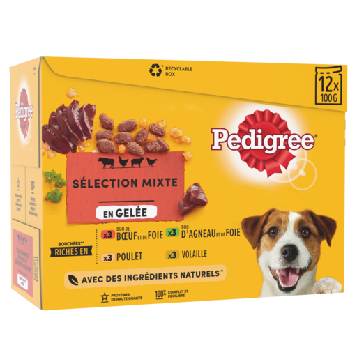 PEDIGREE - PATÉES POUR CHIENS EN GELÉE Boite de 12 sachets de 100g
