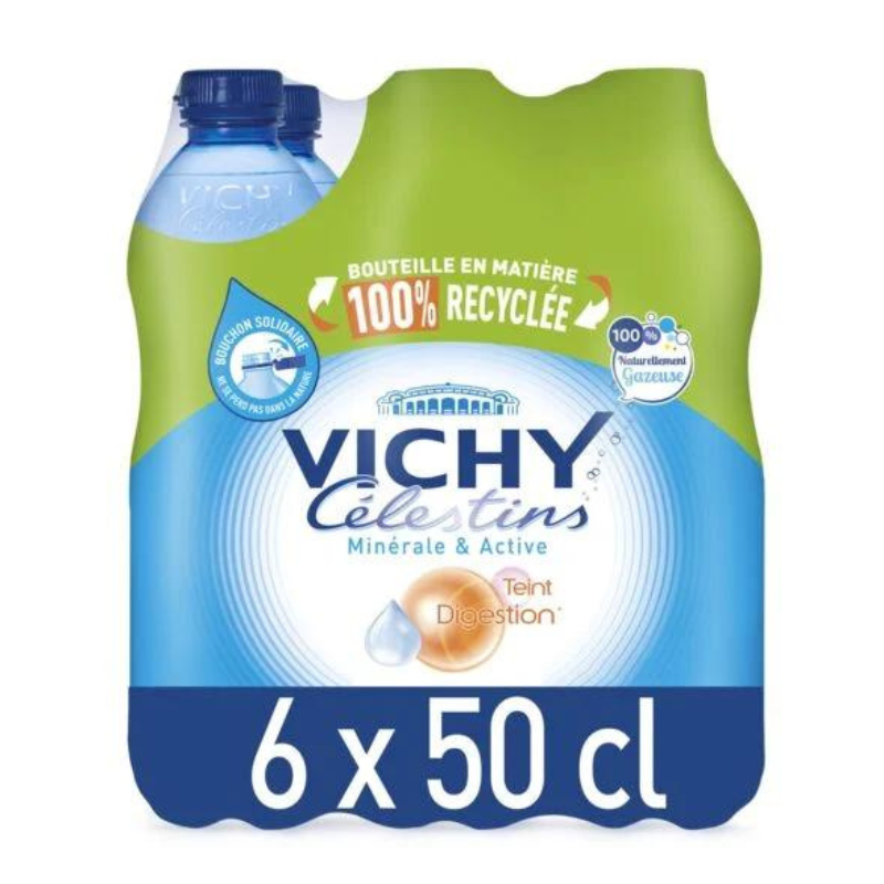 VICHY CELESTINS - EAU GAZEUSE MINERALE NATURELLE 6 bouteilles de 50cl