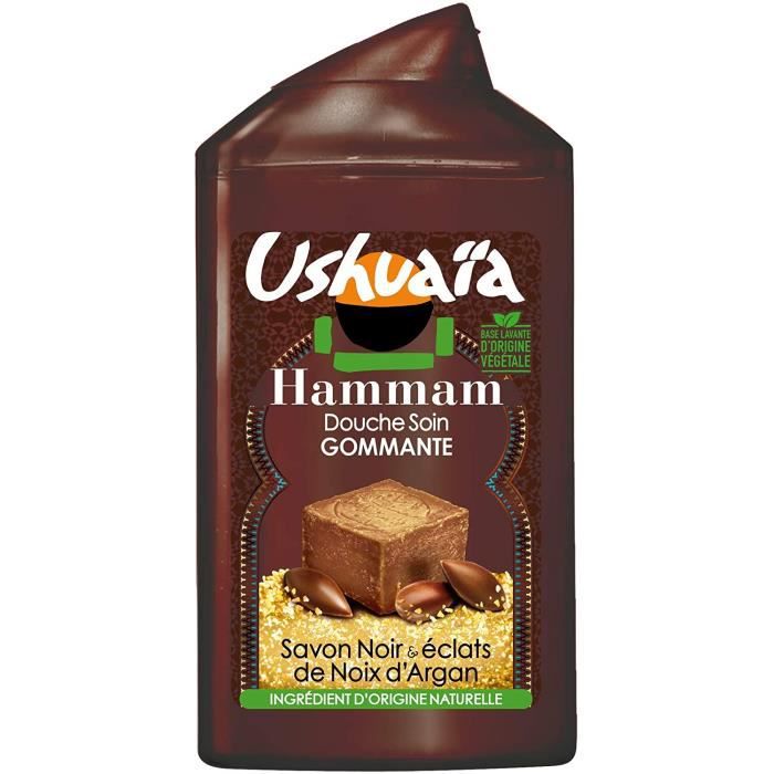 USHUAIA - DOUCHE SOIN GOMMANTE HAMMAN SAVON NOIR ET HUILE D\'ARGAN Flacon de 300ml