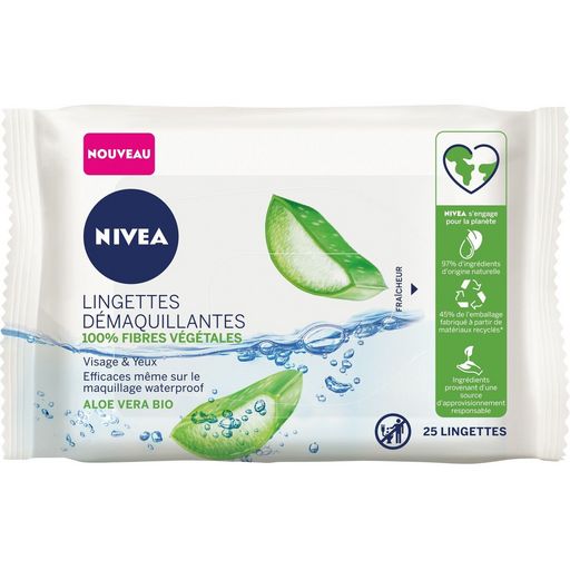 NIVEA - LINGETTES DEMAQUILLANTE VISAGE ET YEUX ALOE VERA Paquet de 25 lingettes