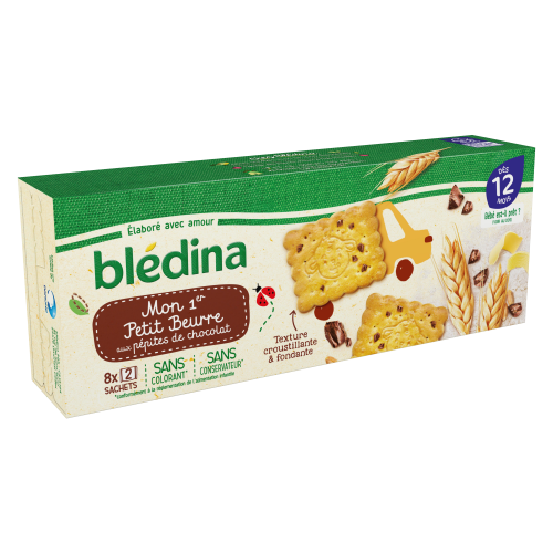 BLEDINA - MON 1ER PETIT BEURRE AUX PEPITES DE CHOCOLAT DES 12 MOIS Paquet de 133g