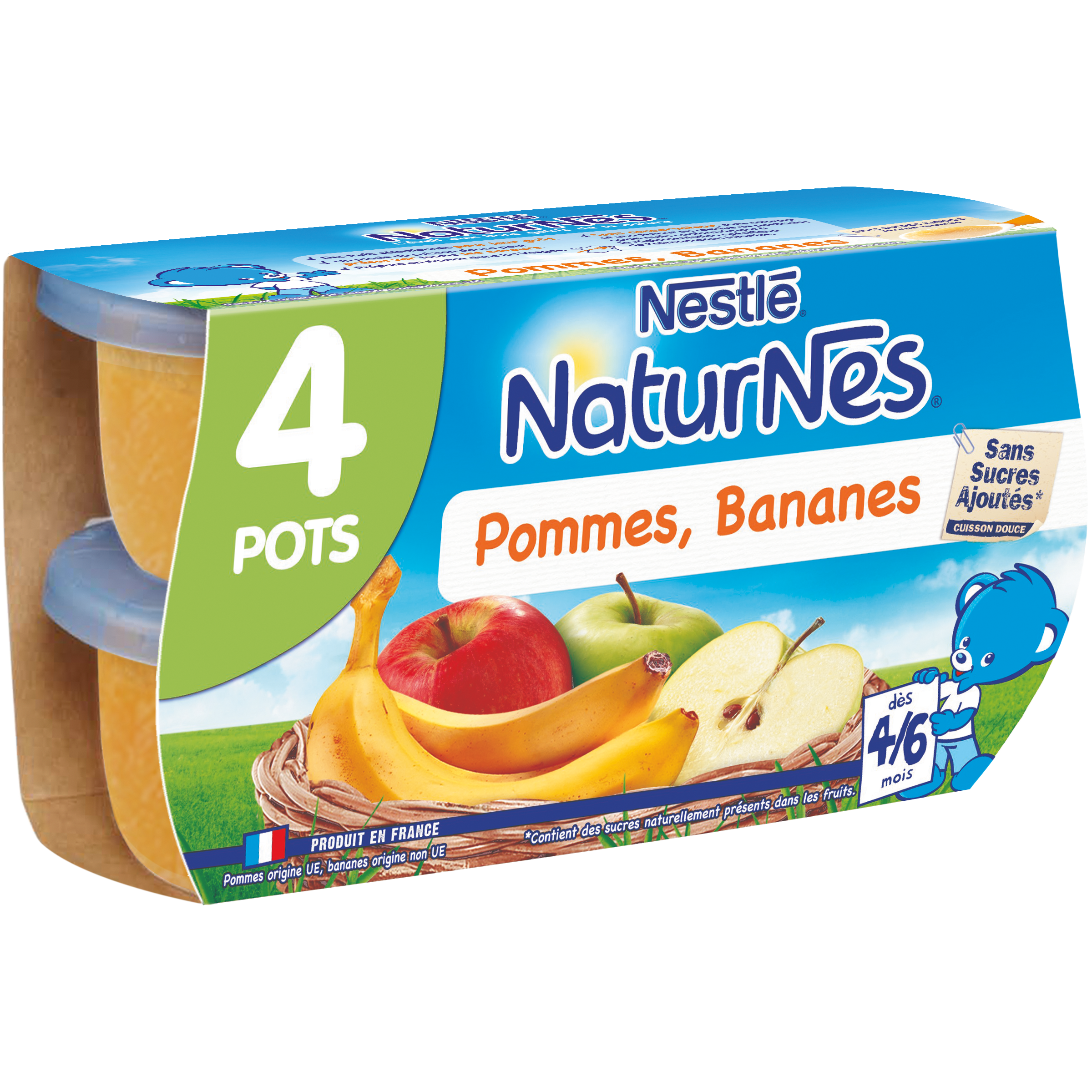 NESTLE - NATURNES POMMES BANANE DES 4 MOIS 4 Pots de 130g