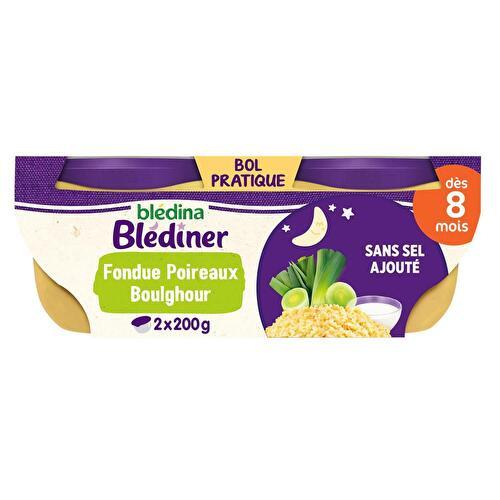BLEDINA - BLEDINER FONDUE DE POIREAUX BOULGHOUR DES 8 MOIS Les 2 pots de 200g
