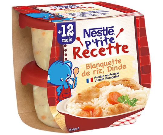 NESTLE - BLANQUETTE DE RIZ DINDE DES 12 MOIS Les 2 pots de 200g