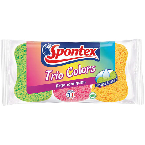 SPONTEX - 3 EPONGES TRIO COLORS