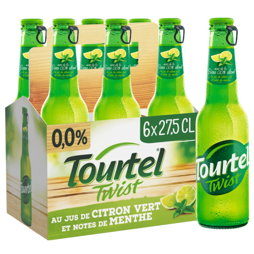 TOURTEL - BIERE SANS ALCOOL AROMATISEE AU CITRON VERT ET MENTHE Pack de 6 bouteilles de 27.5cl