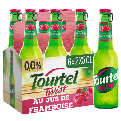 TOURTEL - BIERE SANS ALCOOL AROMATISEE FRAMBOISE Pack de 6 bouteilles de 27.5cl
