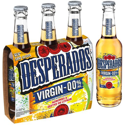 DESPERADOS - BIERE AROMATISEE AGRUMES ET ZESTES DE CITRON SANS ALCOOL Pack de 3 x 33cl
