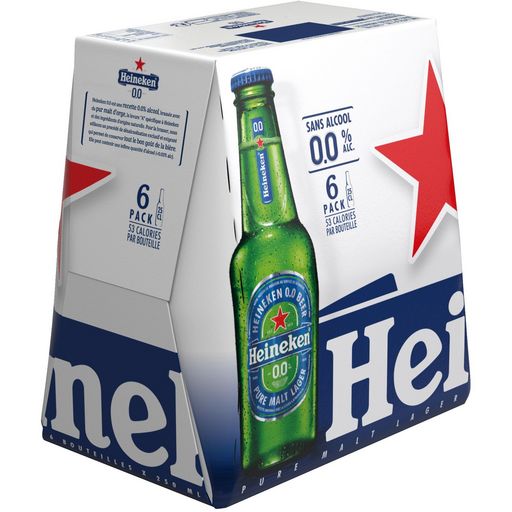 HEINEKEN - BIERE BLONDE SANS ALCOOL Pack de 6 bouteilles de 25cl