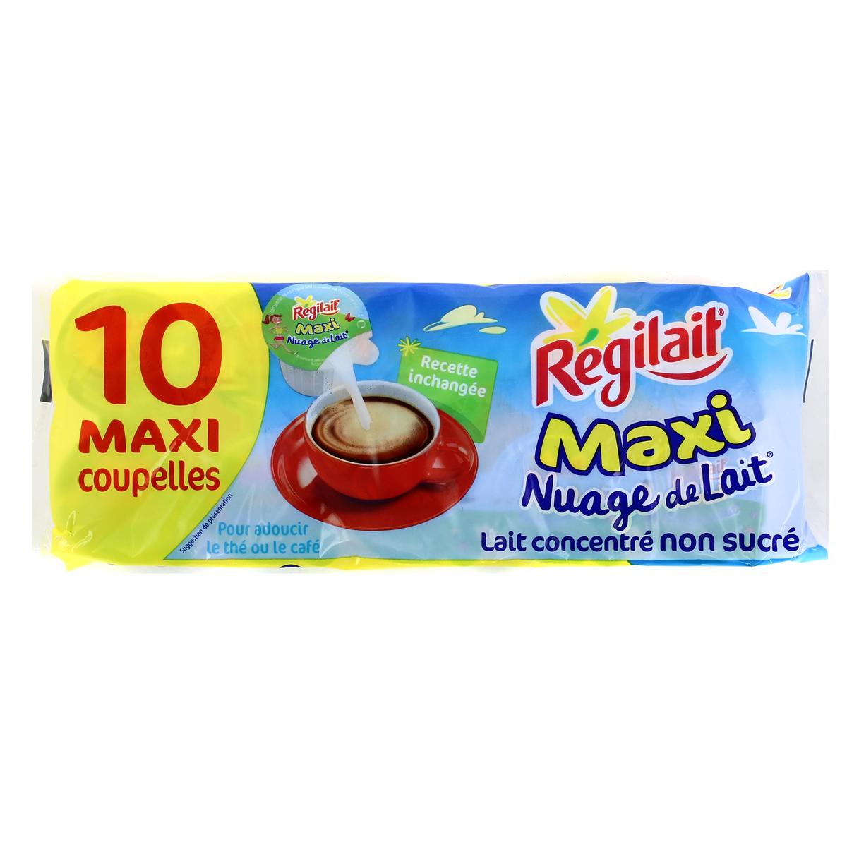 REGILAIT - LAIT CONCENTRE NON SUCRE NUAGE DE LAIT 10 maxi coupelles de 14g
