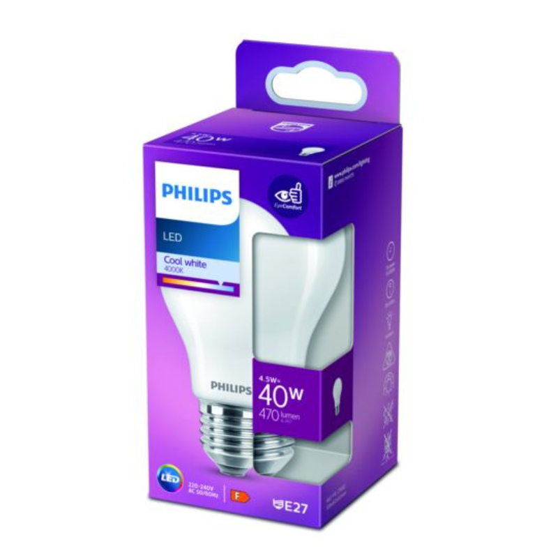 PHILIPS - AMPOULE LED E27 40W BLANC FROID DEPOLIE