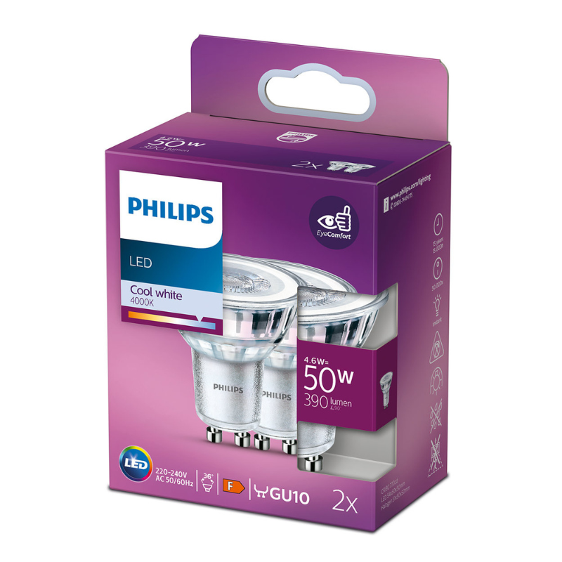 PHILIPS - AMPOULES LED GU10 BLANC FROID X2