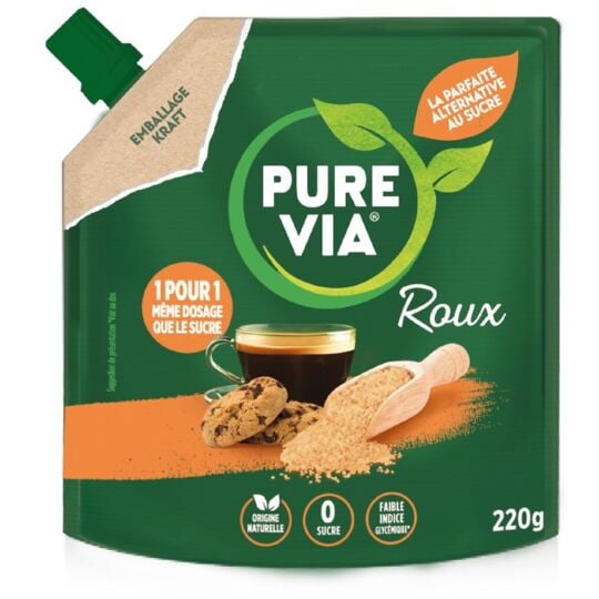 PURE VIA - ALTERNATIVE AU SUCRE ROUX Paquet de 220g