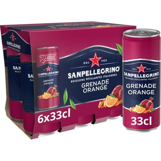 SAN PELLEGRINO - MOMENTI BOISSON GAZEUSE AROMATISÉE GRENADE ORANGE  6 x 33 cl
