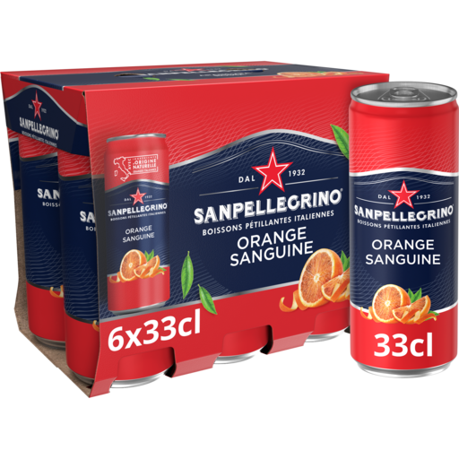 SAN PELLEGRINO - BOISSON GAZEUSE AROMATISEE A L\'ORANGE SANGUINE 6X33CL