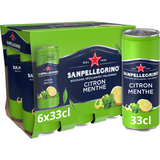 SAN PELLEGRINO - BOISSON GAZEUSE AROMATISÉE CITRON ET MENTHE Pack de 6X33cl