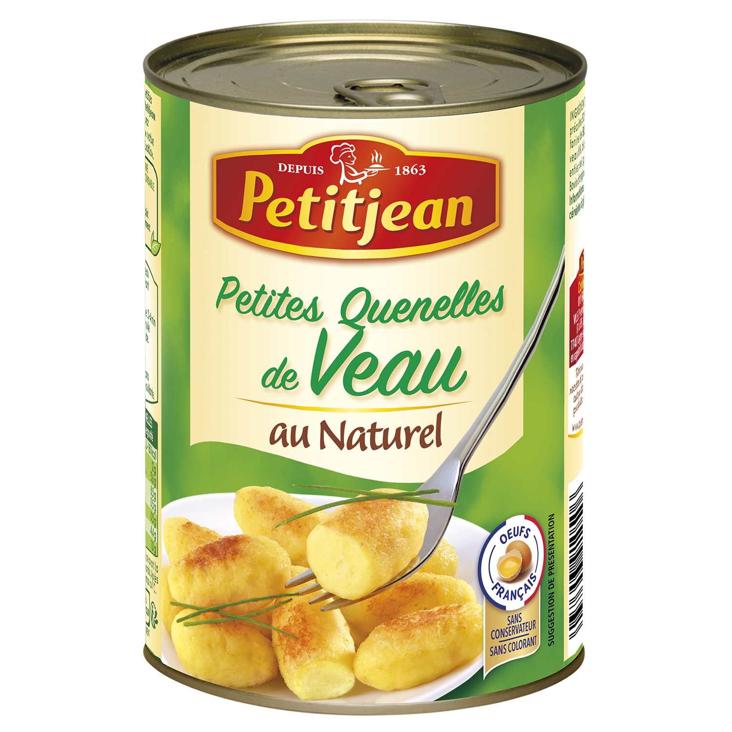 PETITJEAN - PETITES QUENELLES DE VEAU AU NATUREL Boite de 400g.