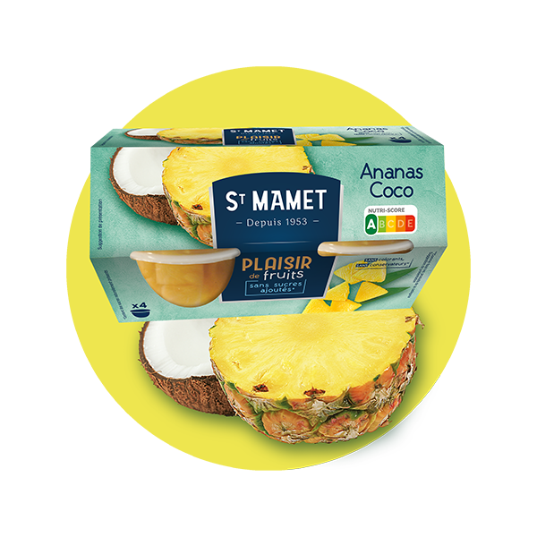 ST MAMET - PLAISIR DE FRUITS ANANAS COCO Paquet de 4 pots de 65g
