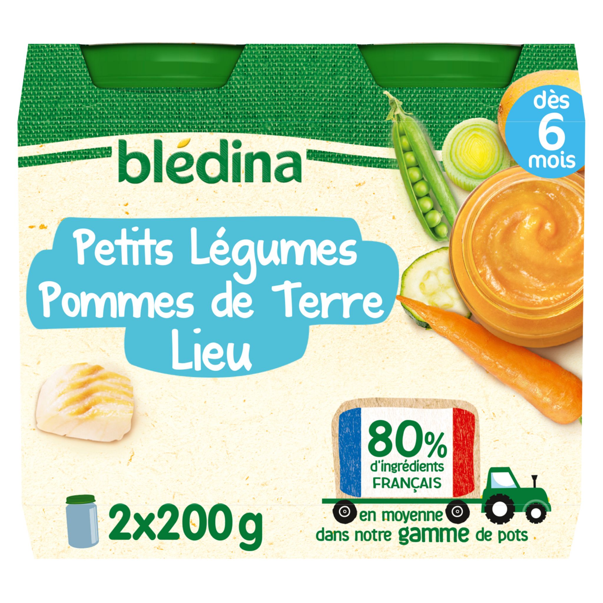 BLEDINA - PETITS LEGUMES, POMMES DE TERRE ET LIEU 2 x 200g
