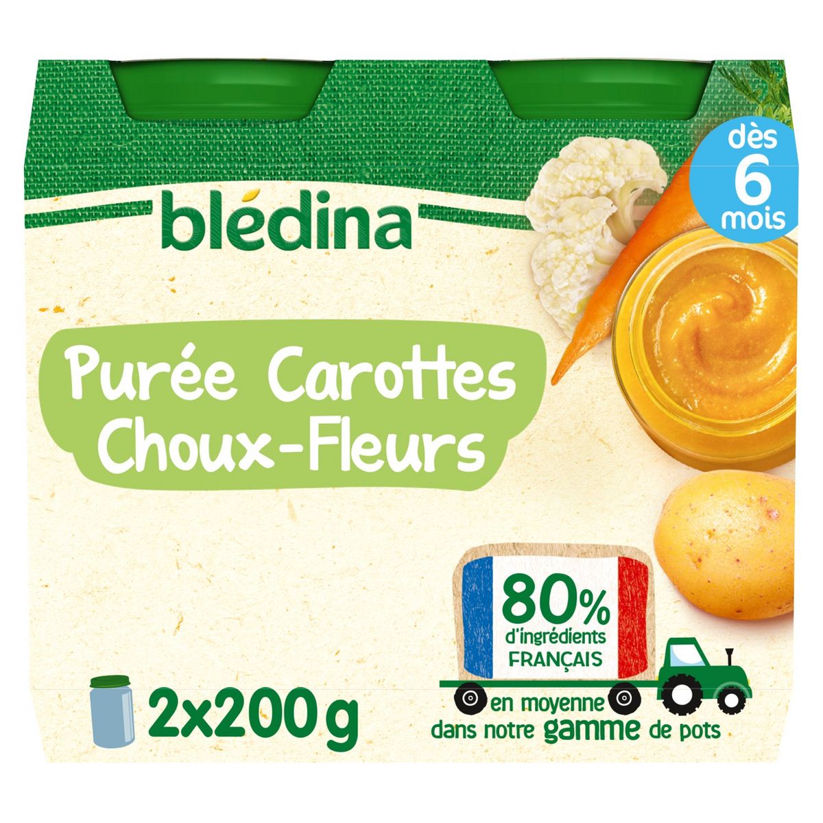 BLEDINA - PUREE CAROTTES ET CHOUX-FLEURS 2 x 200g