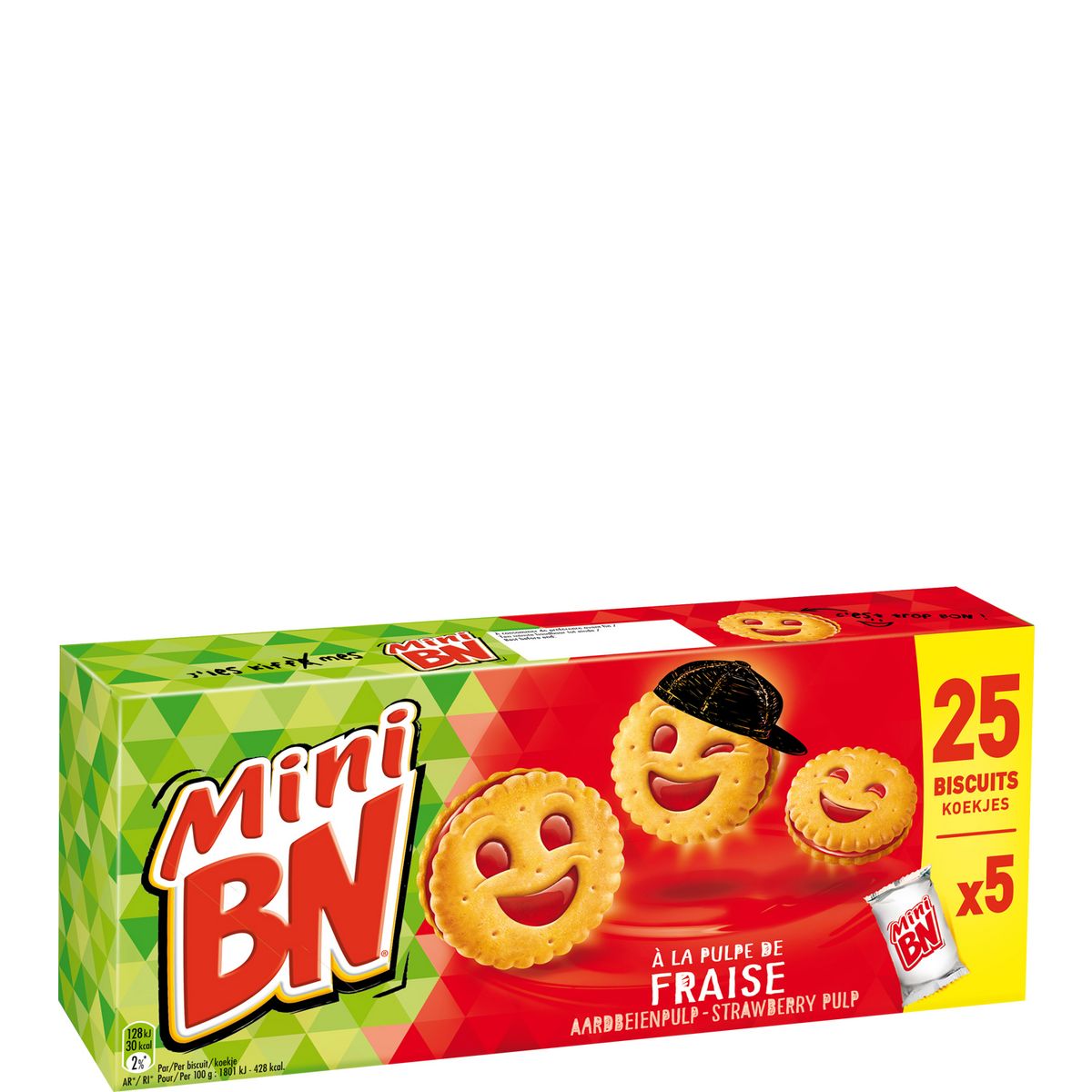BN - MINI BISCUITS CEREALES A LA PULPE DE FRAISE Paquet de 175g